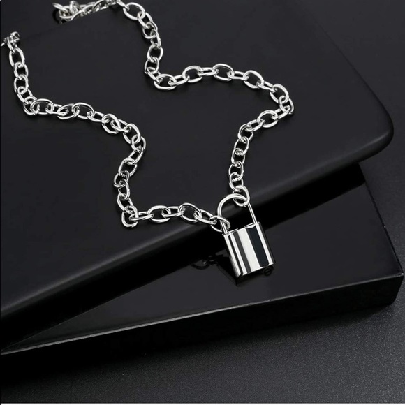 Silver Padlock Pendant Necklace - Picture 5 of 7